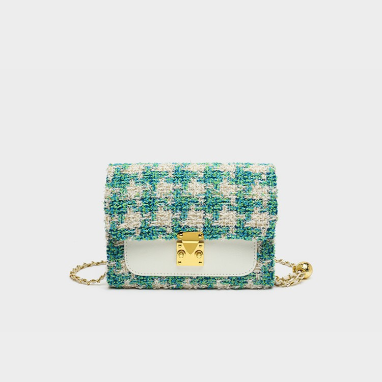 【刘叮当甄选】2023小香风链条包单肩菱格时尚肩包编织小方包腋下包