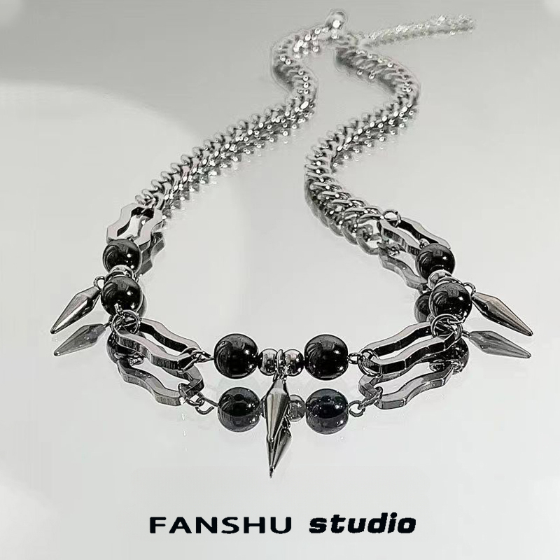 钛钢项链 美拉德暗黑系列个性铆钉珠珠拼接小众设计感锁骨颈链ins