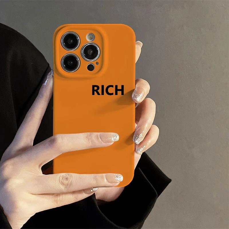 【苹果/华为/荣耀/小米/oppo/vivo】橘色英文菲林全包手机壳卡通