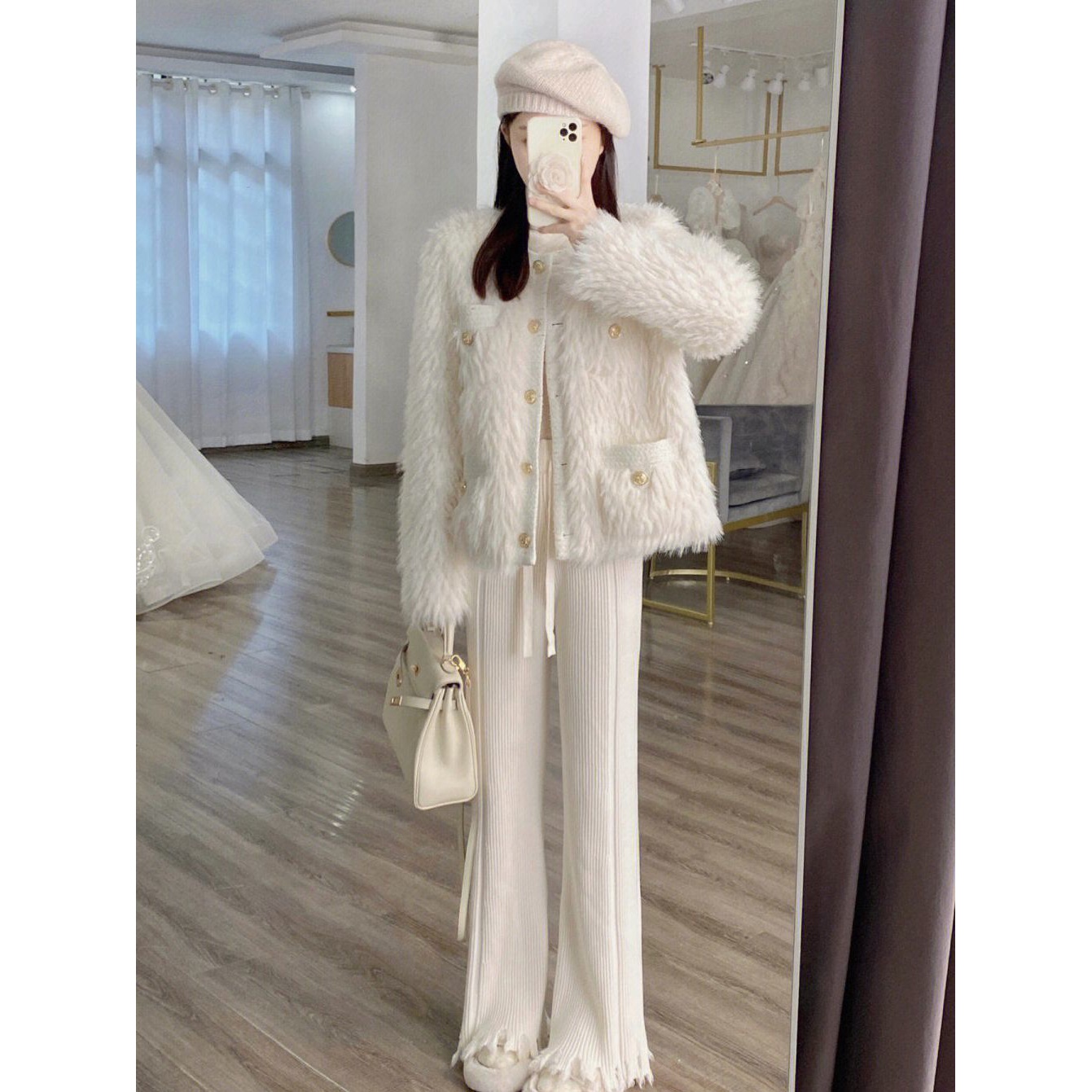 套装女2023秋冬新款名媛气质外套韩版上衣高腰直筒裤两件套小香风