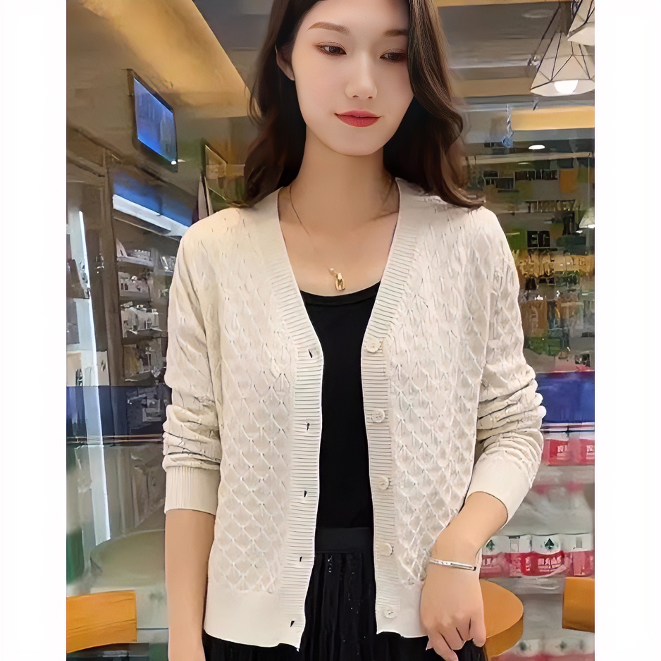 早秋外套短款针织开衫女装上衣2023新款韩版小个子洋气毛衣薄外套