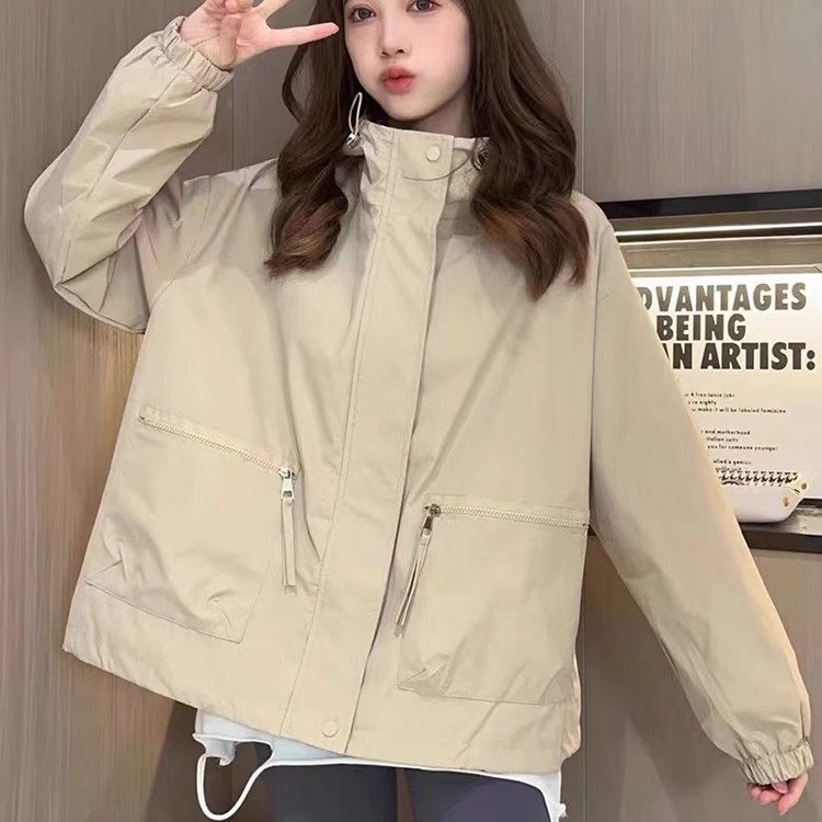 小个子宽松休闲夹棉外套女春秋2023新款爆款连帽冲锋衣高级感上衣
