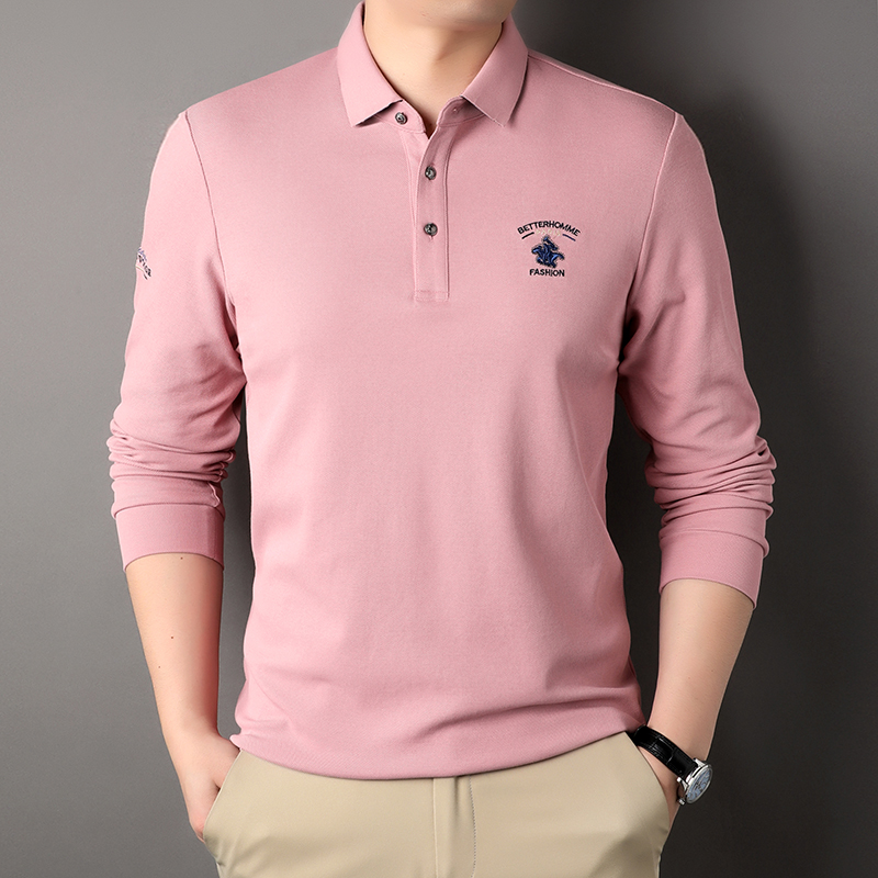 商务绅士新品 秋装男士休闲时尚百搭上衣简约纯色长袖春秋T恤男装