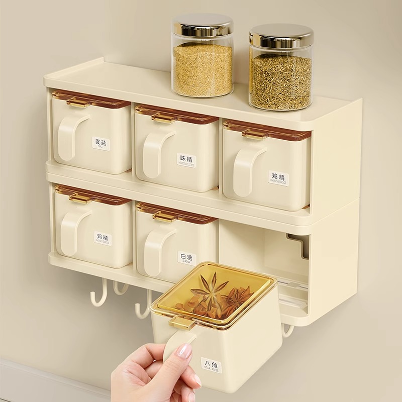 厨房置物架壁挂调料盒家用调味品瓶盐罐味精胡椒调味料罐组合套装