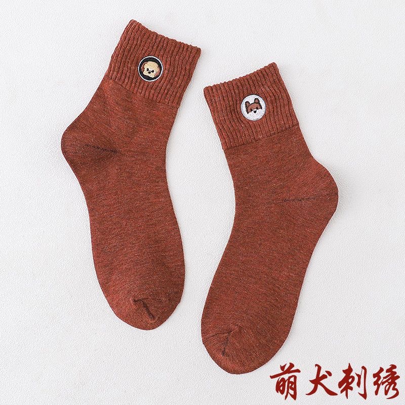 袜子男士中筒袜毛巾底加厚加绒ins潮长袜长筒棉袜发热保暖袜条纹