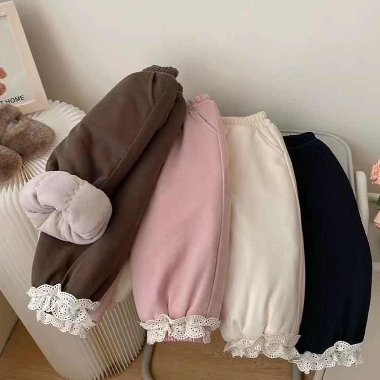 女童棉裤秋冬季加厚加绒儿童外穿保暖运动卫裤女宝宝一条过冬裤子