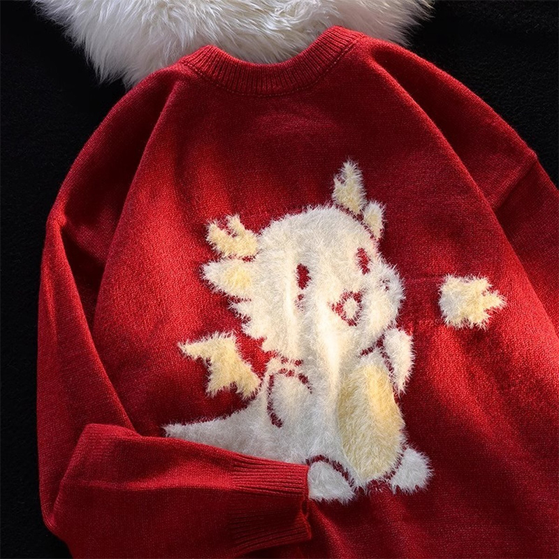 秋冬本命年红色龙年限定针织衫毛衣女百搭慵懒风软糯加厚新年上衣