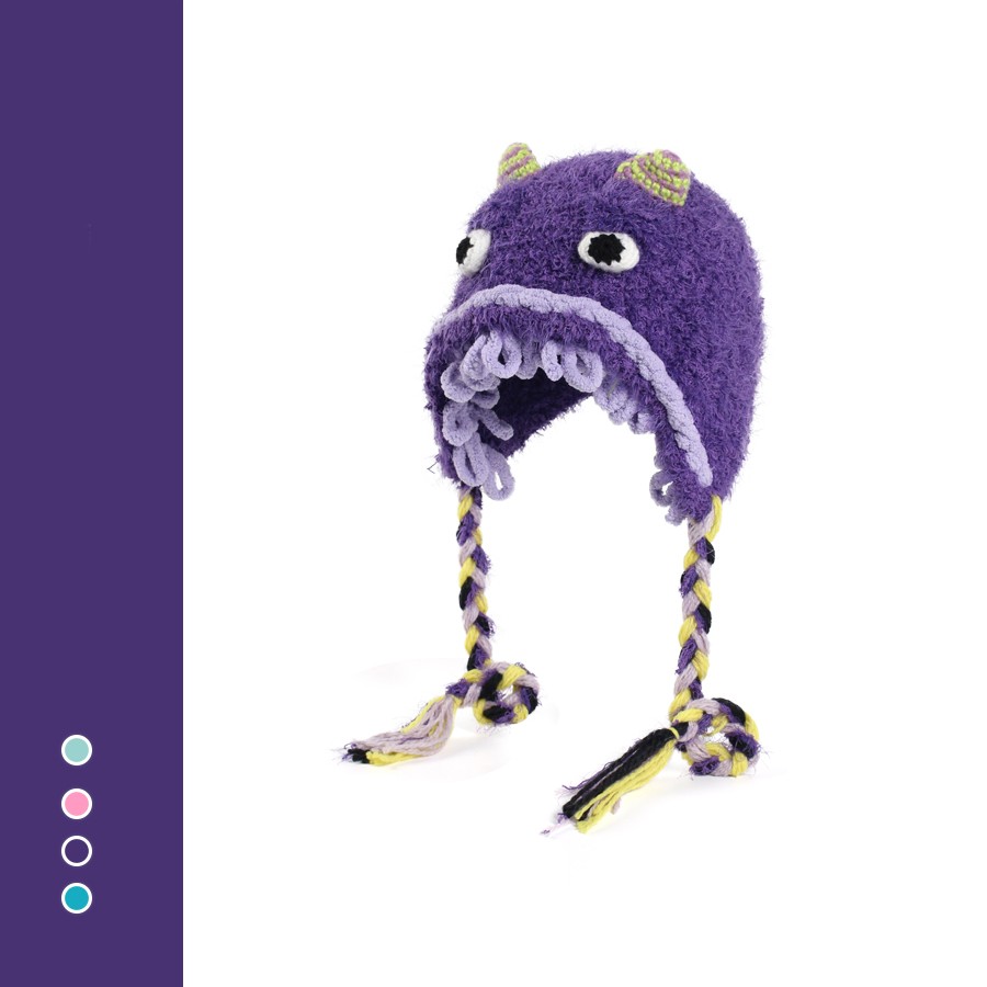 甜美可爱小怪兽耳朵帽子女秋冬款保暖毛绒护耳帽学生毛线帽雷锋帽