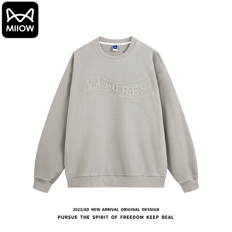 猫人2023秋冬季新款圆领卫衣男款宽松休闲潮流运动上衣青年打底衫