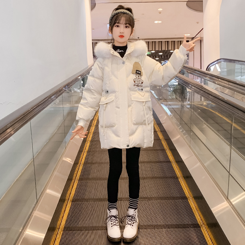 女童棉服冬装2023新款洋气儿童加厚中长款棉袄保暖中大童公主外套