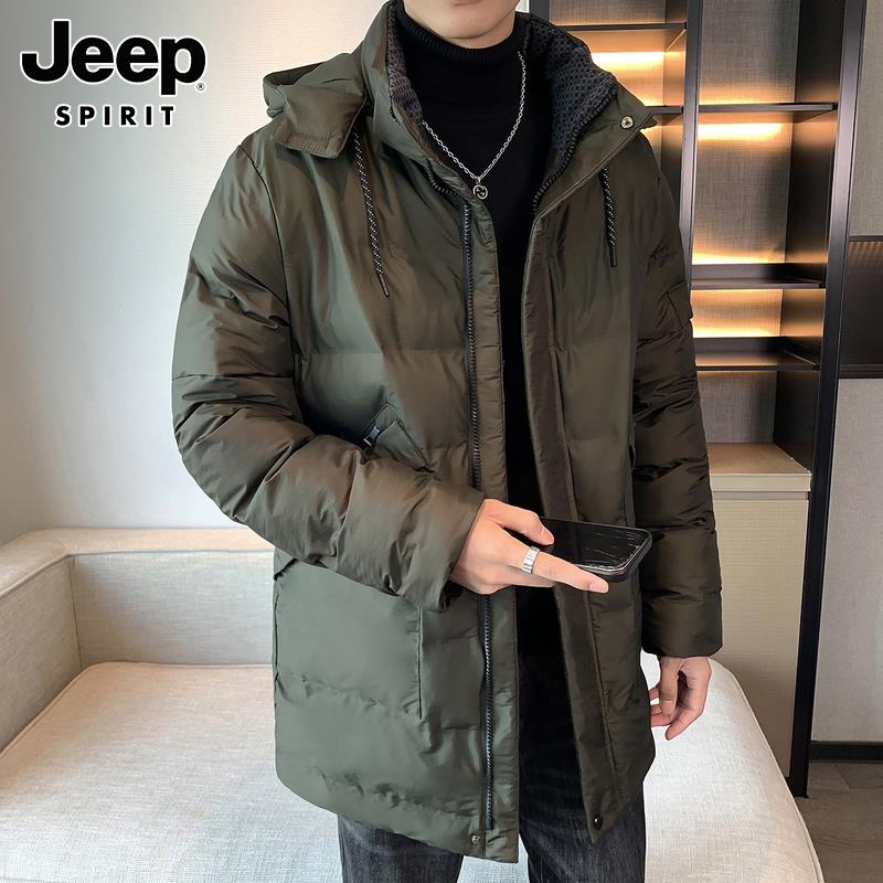 Jeep吉普男士棉衣中长款冬季可拆卸帽保暖上衣新款潮流时尚棉服男