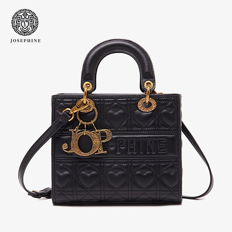 Josephine/约瑟芬时尚黑色单肩菱格百搭肩包轻奢经典绗缝手提包
