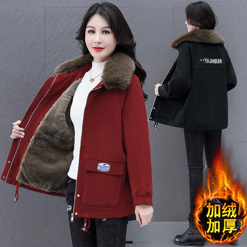 加绒加厚派克服外套2023冬季新款爆款女士短款高级感棉衣棉服大码