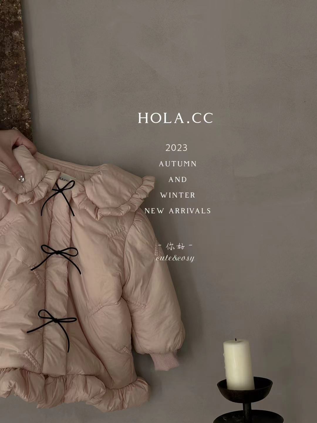 HLCC-029-儿童韩版保暖大翻领护蝴蝶结棉服外套（冬款）