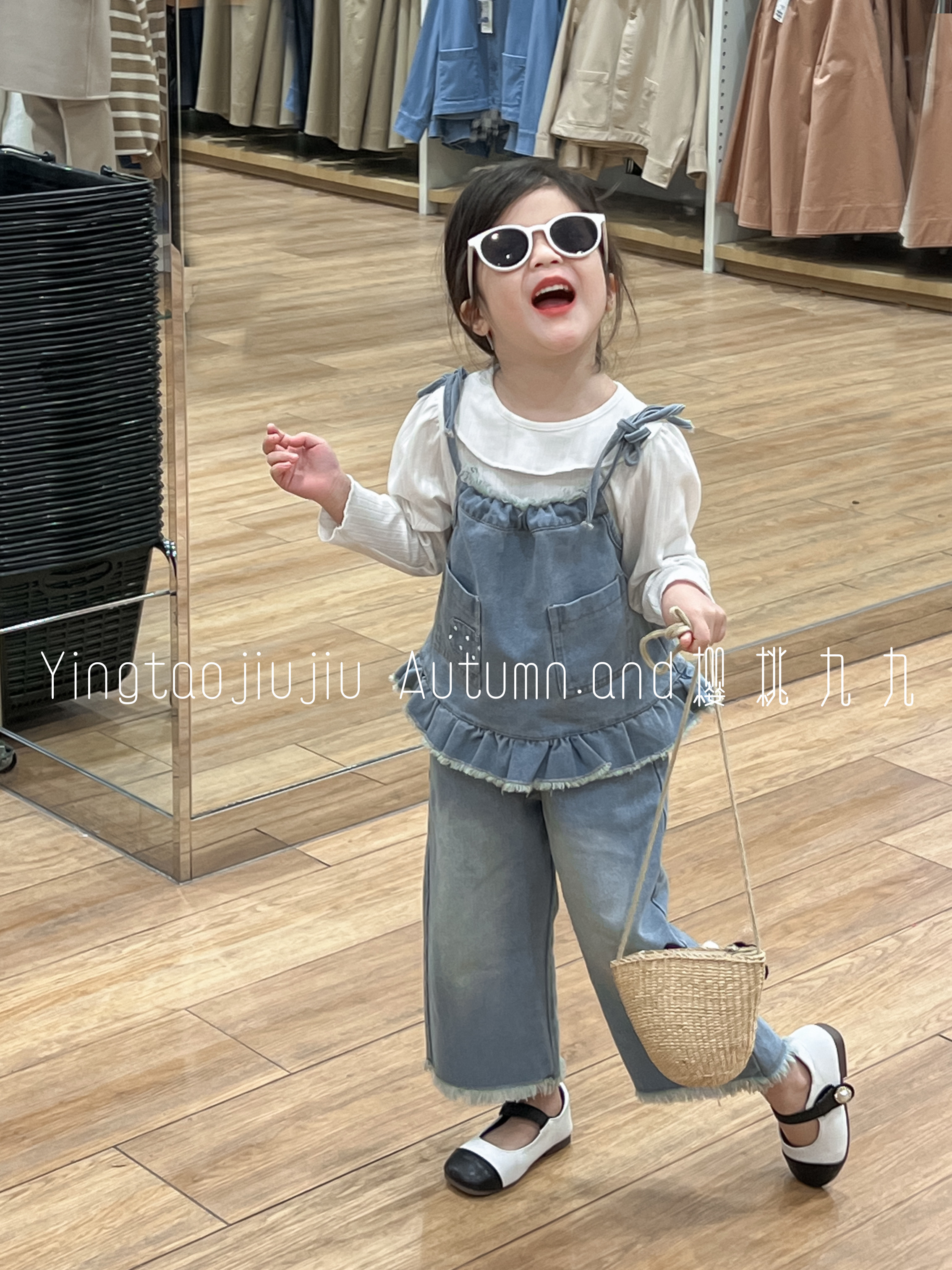 儿童韩版洋气百搭吊带牛仔套装（春款） WZJ（Y）-3013糯米丸子