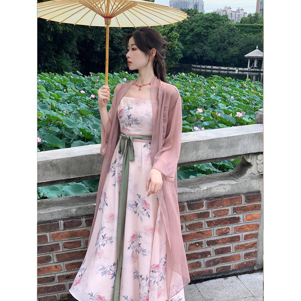 EIA一尧【花楹】新中式国风汉元素改良连衣裙女气质长款吊带连衣裙