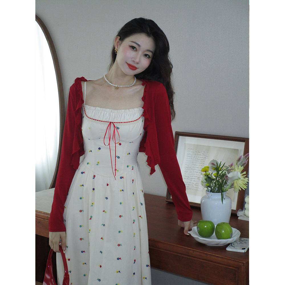 EIA一尧【微醺气泡酒】复古纯欲风吊带碎花高档连衣裙女气质设计感