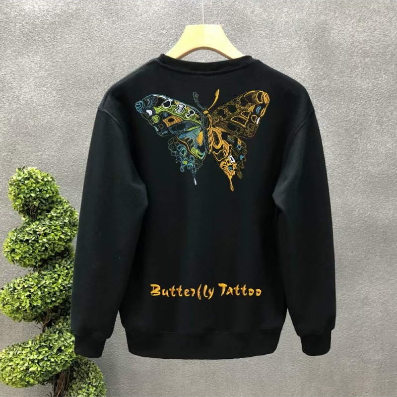 2023新款蝴蝶印花街头ins潮流百搭情侣装上衣长袖圆领加绒卫衣男