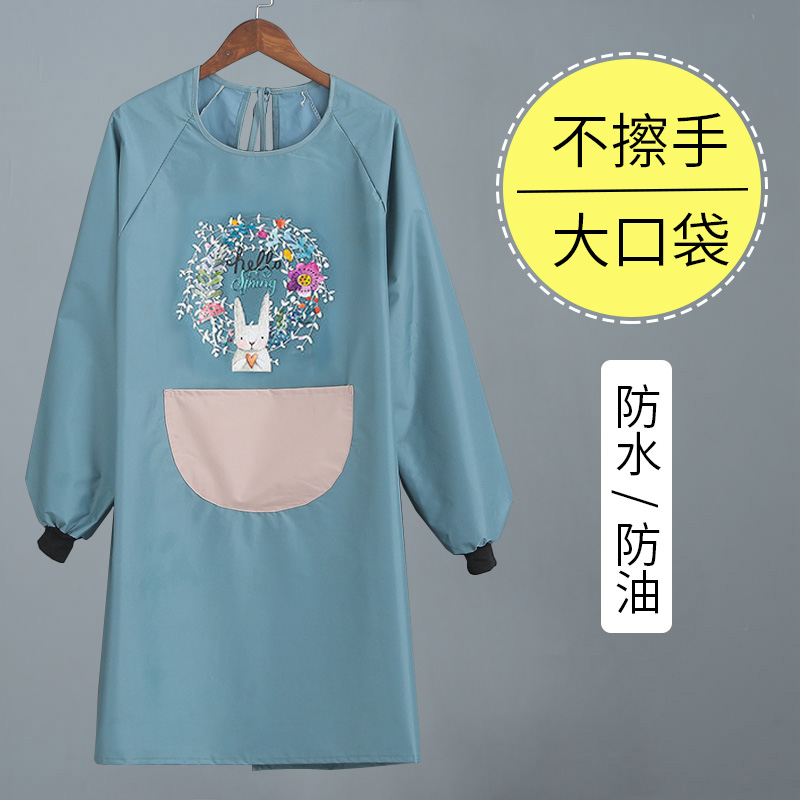 围裙长袖时尚防水罩衣家用防油擦手网红洋气成人做饭加厚家务