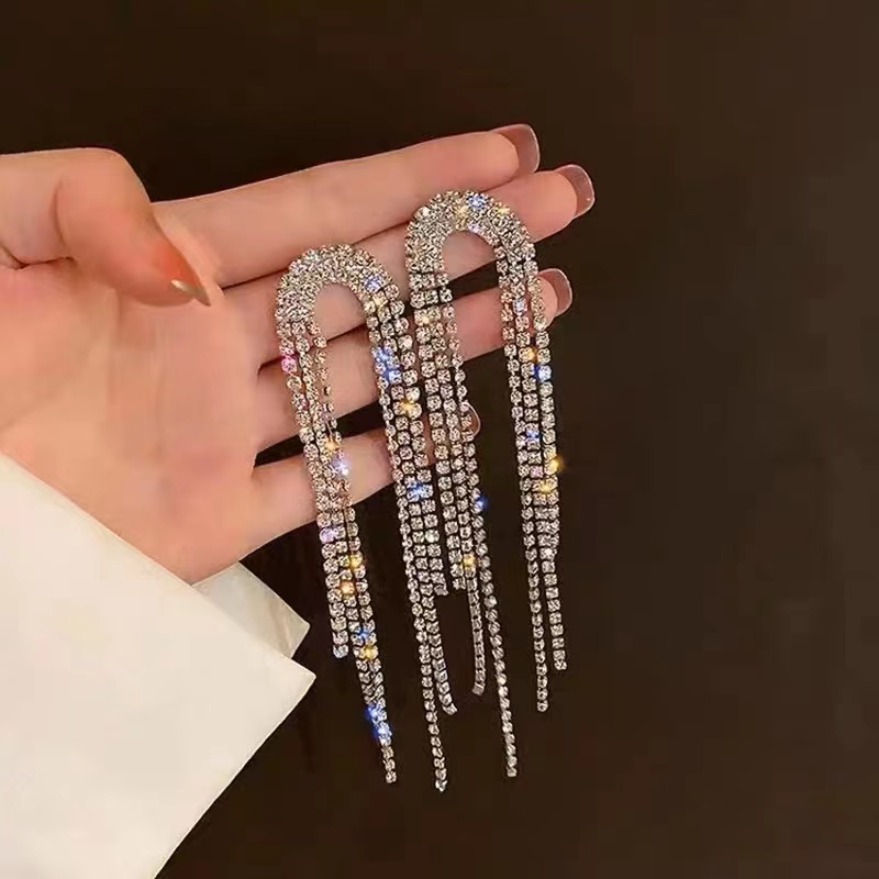 铜合金耳饰 夸张流苏耳环小众设计感高级耳坠女晚会礼服耳饰N0734