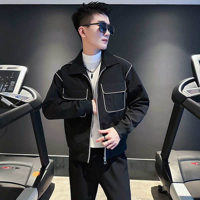 男士高级感外套2024新款秋冬季时尚男装春秋款痞帅夹克男款上衣服