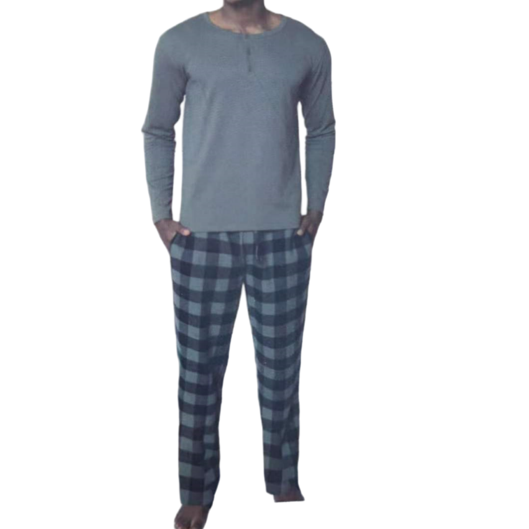 外贸男装新款宽松舒适棉质两件套长袖睡衣家居服套装打底SY001