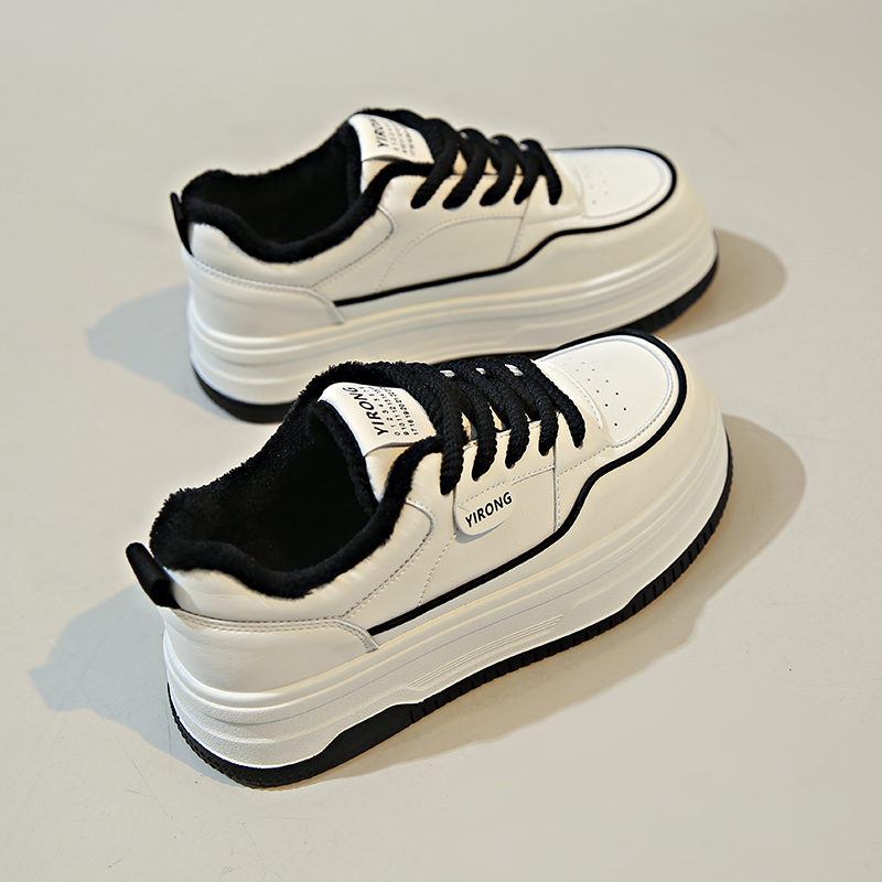 韩版小白鞋女2023秋冬新款经典系带厚底加绒时尚百搭休闲运动板鞋