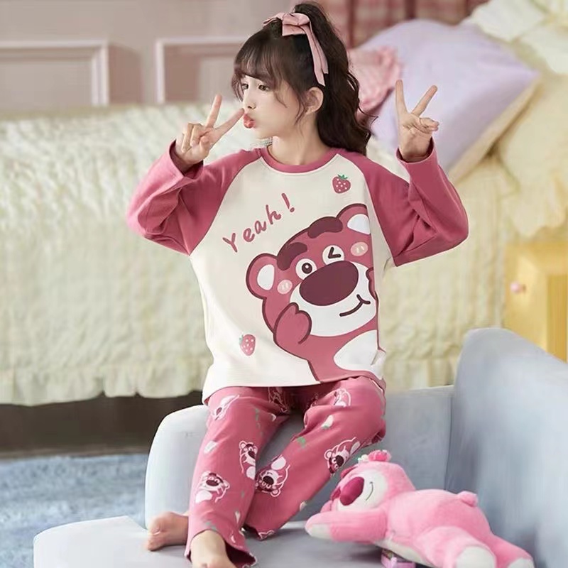 女童睡衣春秋季新款儿童长袖宽松卡通女孩小中大童宝贝家居服套装