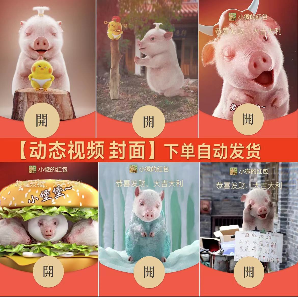 【小猪迈儿】动态视频红包封面设计可爱创意封面定制服务