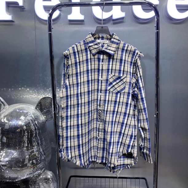 G02-<GF>男士春秋长袖流苏格格衬衫107S