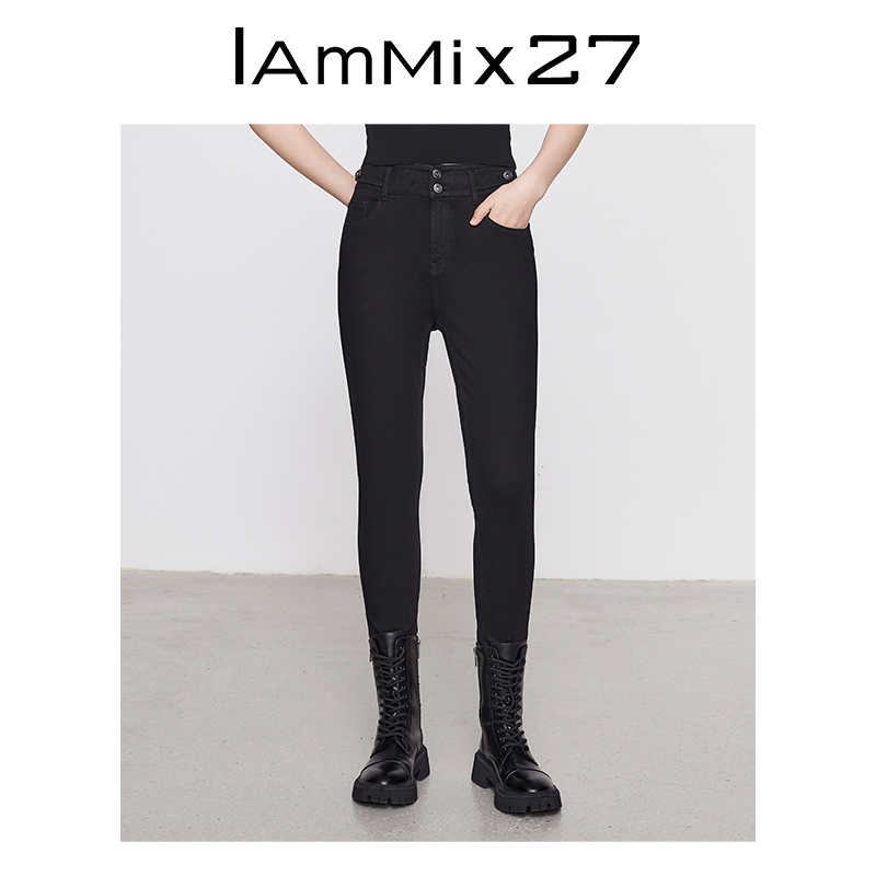 Iammix27品牌女装专供复古高腰牛仔裤M2C7N93