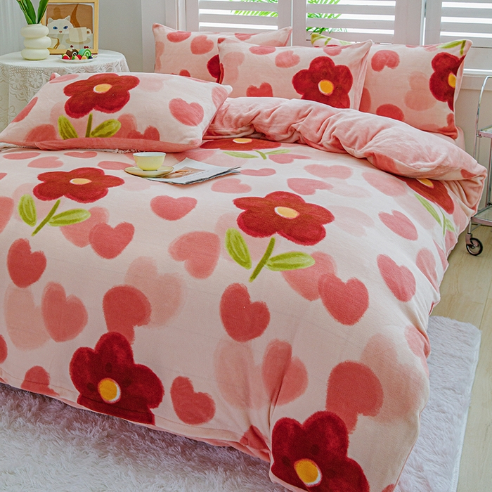 【羊羊】轻奢款牛奶绒印花四件套花样甜心AH