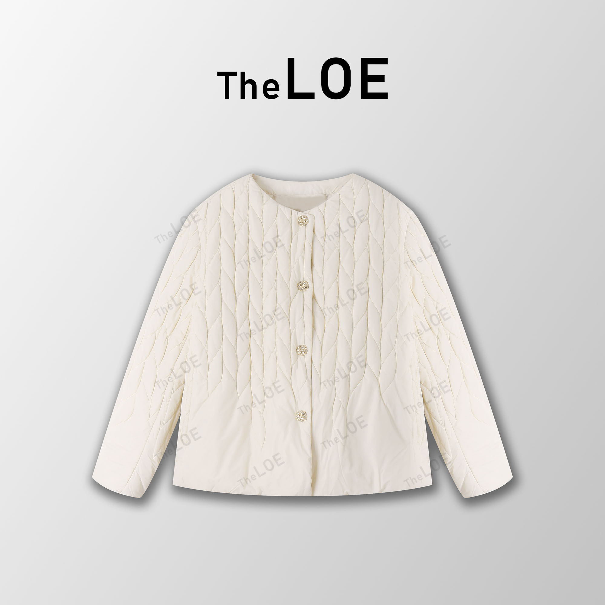 TheLOE/{玫瑰金扣}嵿奢95白鹅绒 皱感菱格纹圆领鹅绒服#LE-228526