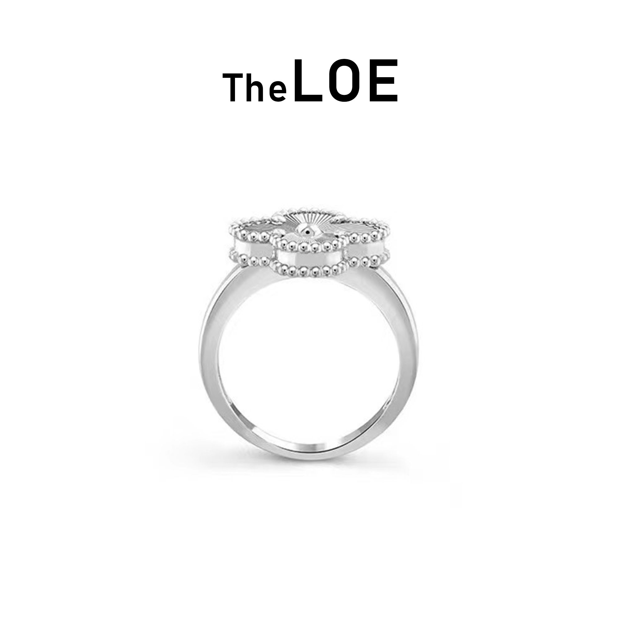 925银戒指 TheLOE/925银四叶百搭银饰戒指#LE-J0478