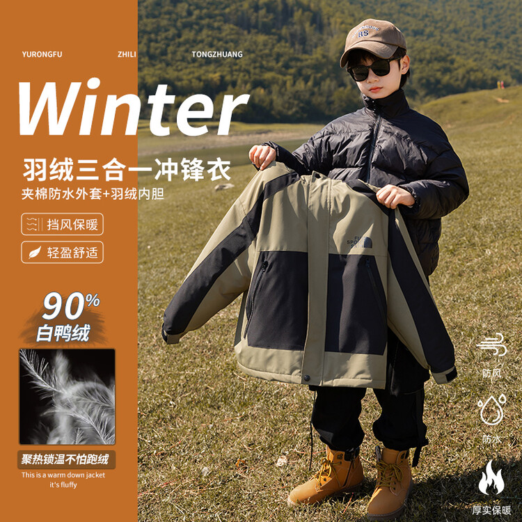 2023冬季新款羽羽内胆三合一撞色冲锋衣/KK3415