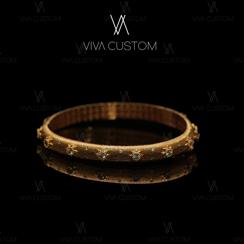 合金合成锆石手镯 复古优雅微镶星光镂空钱币手镯G