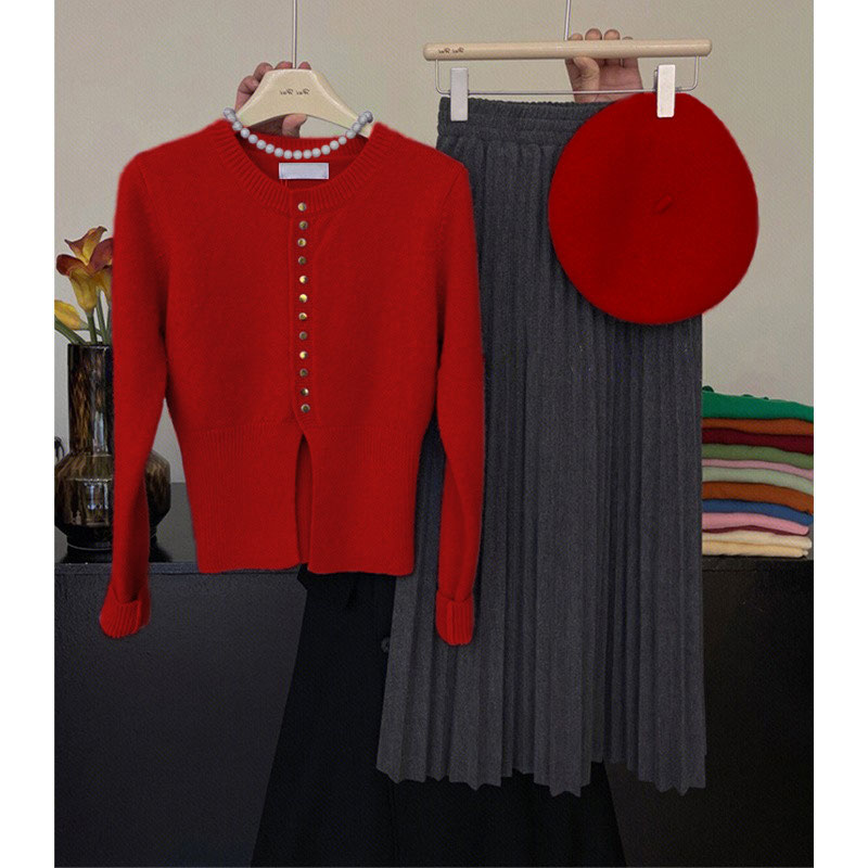【现货闪发】气质新年红色毛衣女新年冬季新款今年流行爆款针织衫