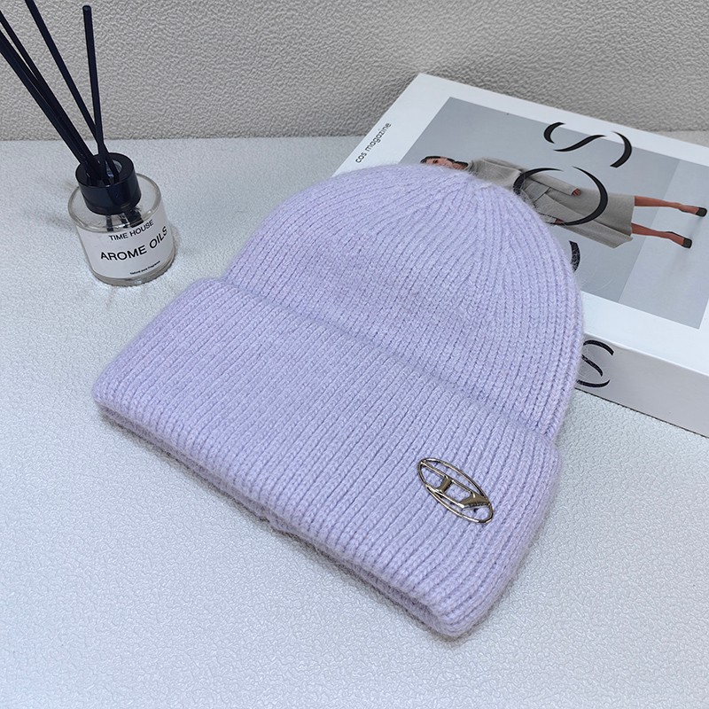 帽子女款秋冬纯色毛线帽百搭学生针织帽大头围显脸小冬季保暖护耳