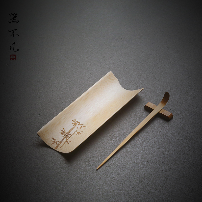 竹茶则三件套日式茶拨禅意高档赏茶荷茶勺茶匙茶铲功夫茶道六君子