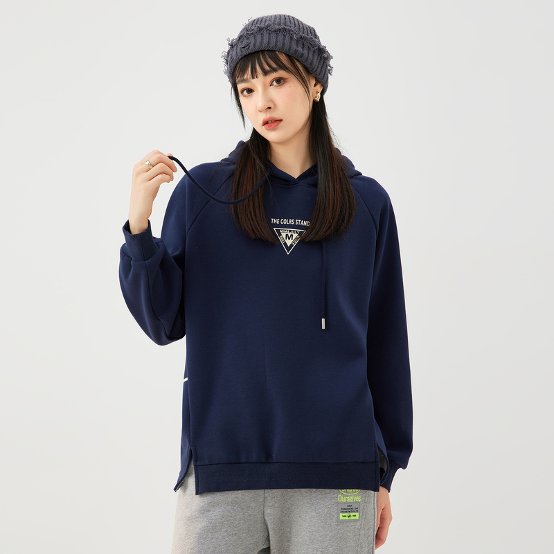 快鱼2022冬新款纯色连帽加绒卫衣女宽松运动休闲打底衫潮12W5148