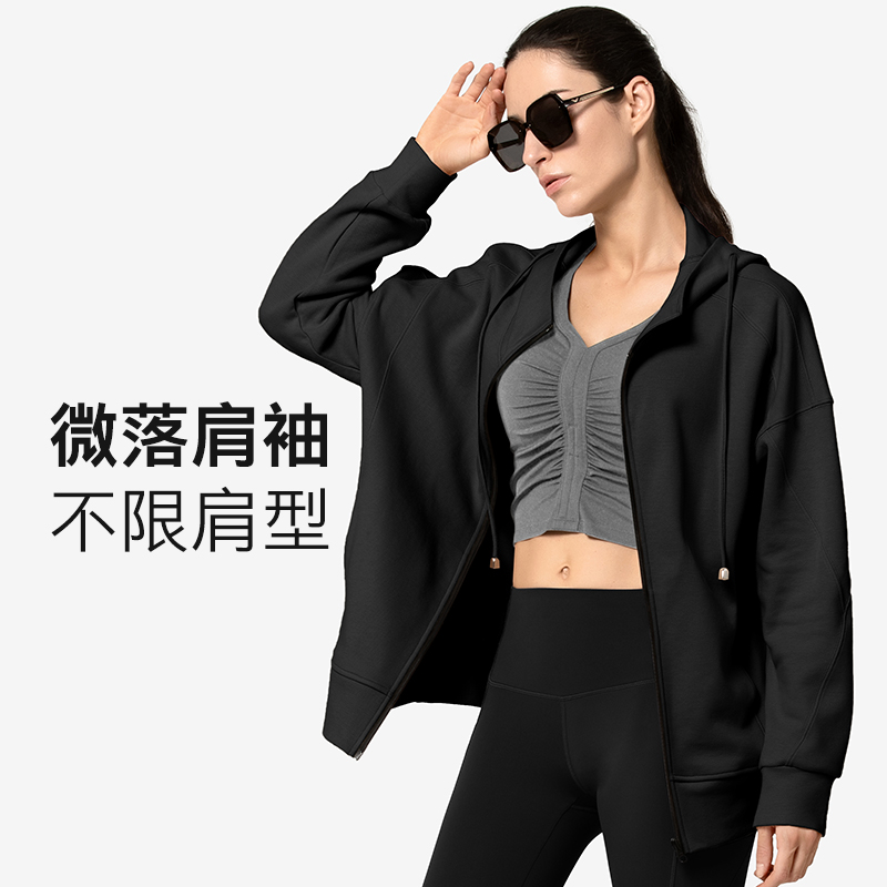 薏凡特Yvette运动百搭宽松显瘦连帽拉链外套ins潮 卫衣休闲上衣