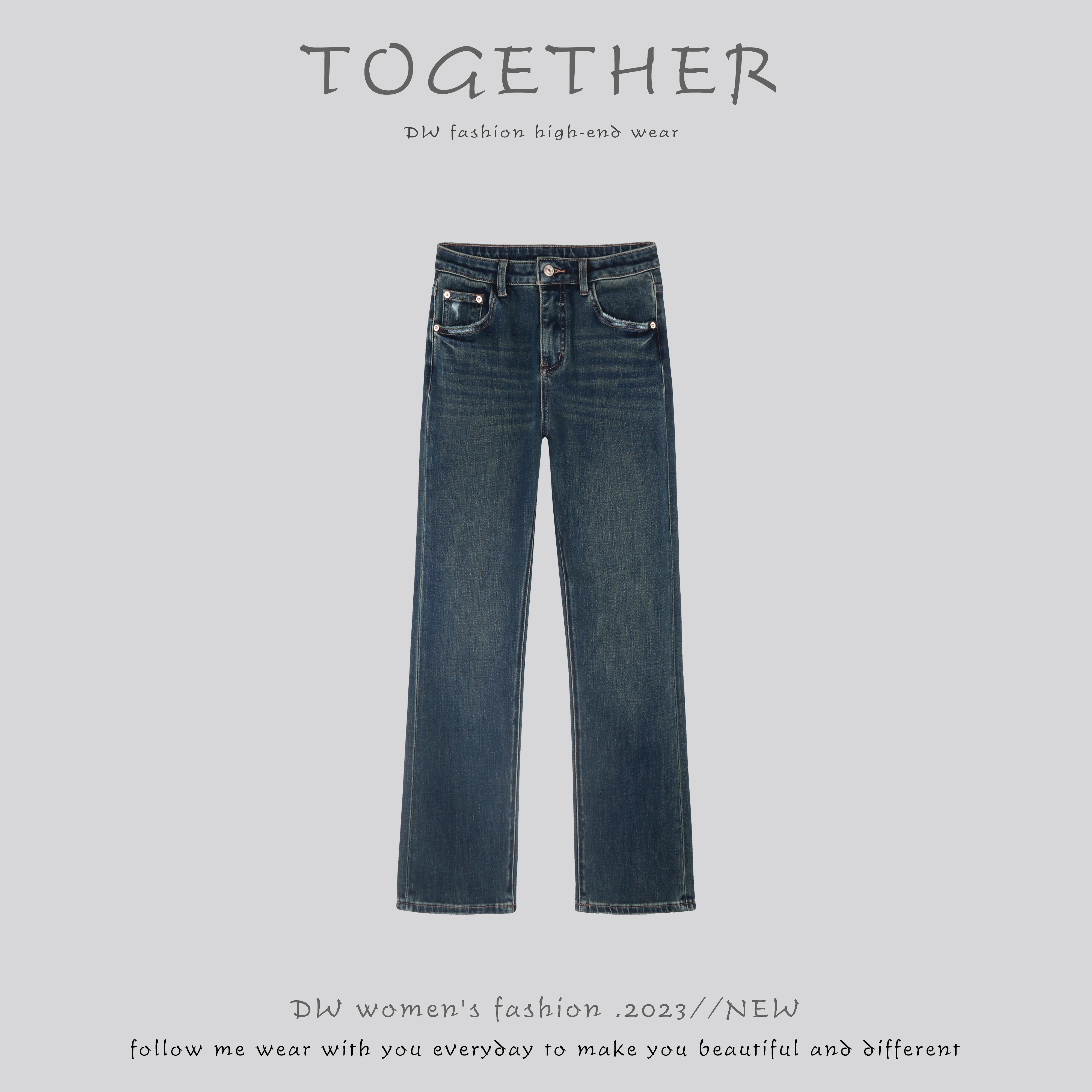 【Together】· 舟山 · 极简风复古九分微弹小个子微喇牛仔裤#DL1121