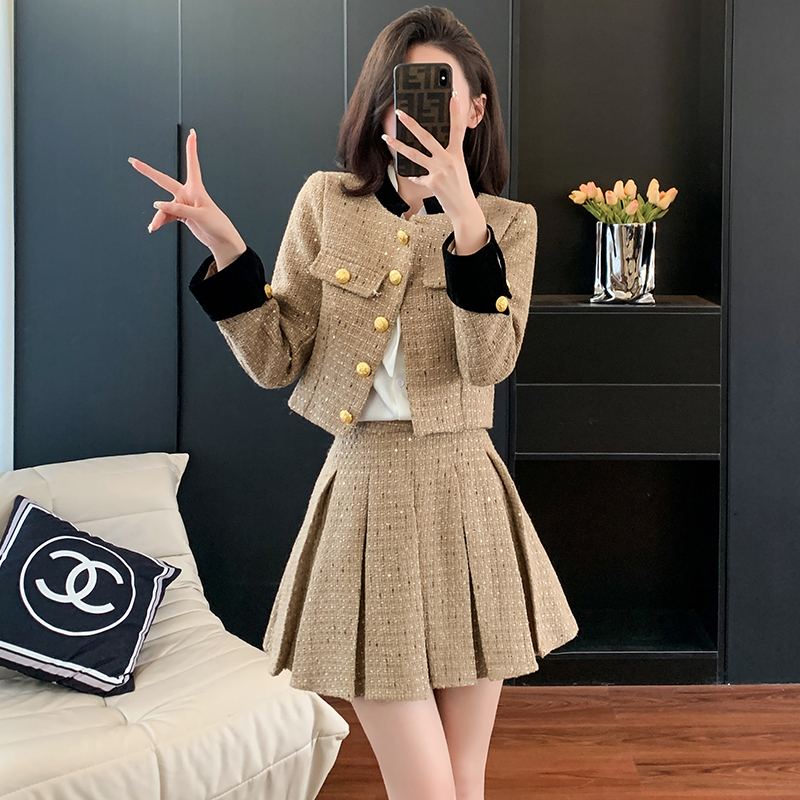 时尚亮片小香风气质小个子冬季冬天2023套装裙高级感气质两件套女