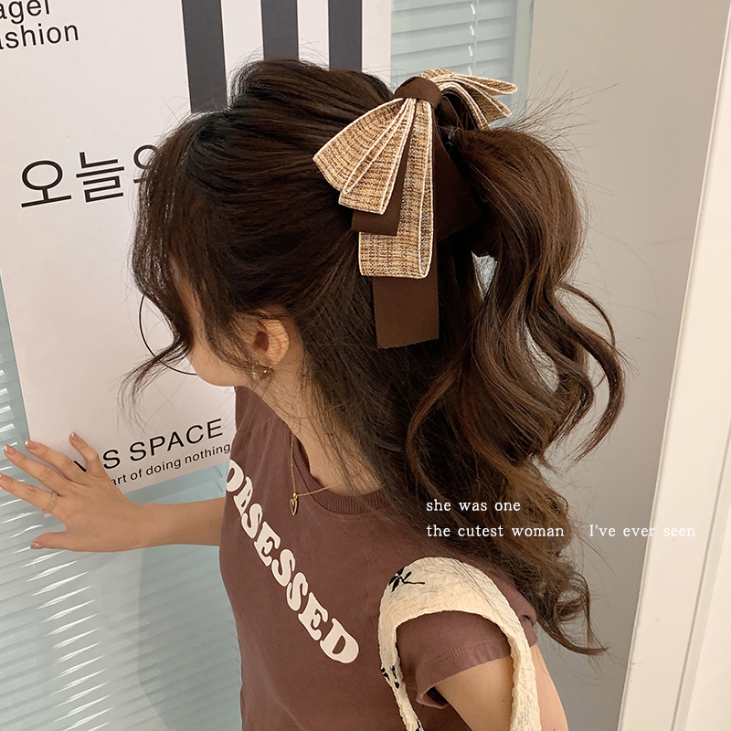 韩国蝴蝶结香蕉夹扎高马尾抓夹竖夹大号发夹子女时尚气质网红头饰