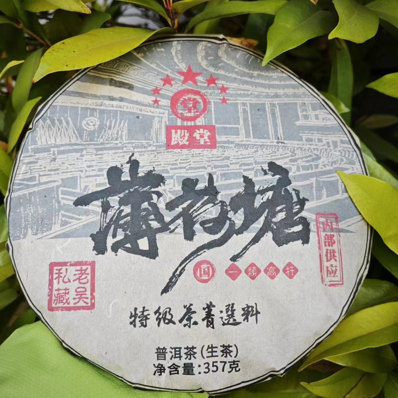 雨腾古茶 老吴私藏七星殿堂薄荷塘内部供应古树普洱茶357g/饼生茶