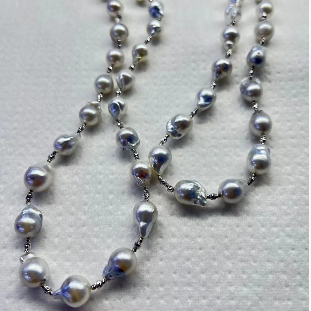 【加加专属】海水澳白珍珠巴洛克银蓝色珠光项链多样性发货只发一条