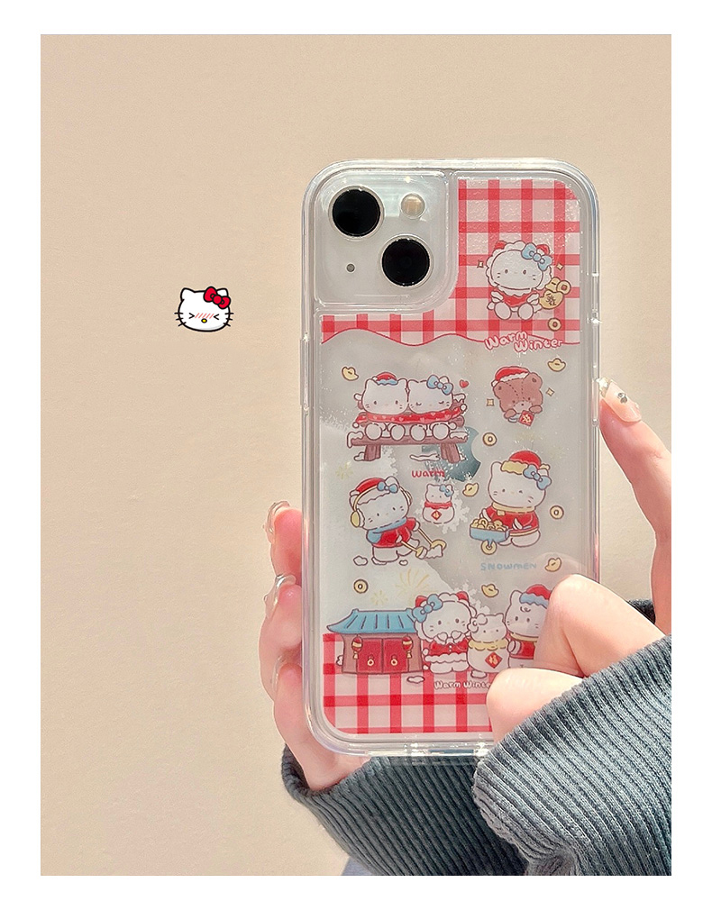 雪花流沙壳苹果15手机壳iphone13新款14promax卡通12/11硅胶x/xr