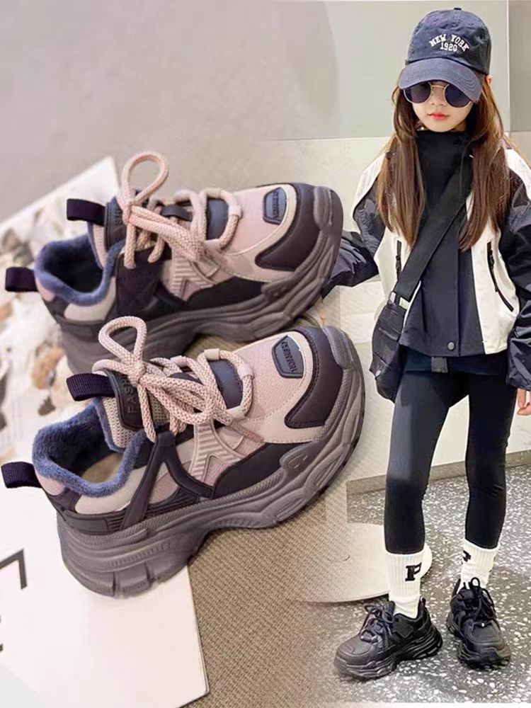 回力瑞女童鞋老爹鞋2024春秋新款儿童鞋子秋冬运动鞋大童加绒爆款