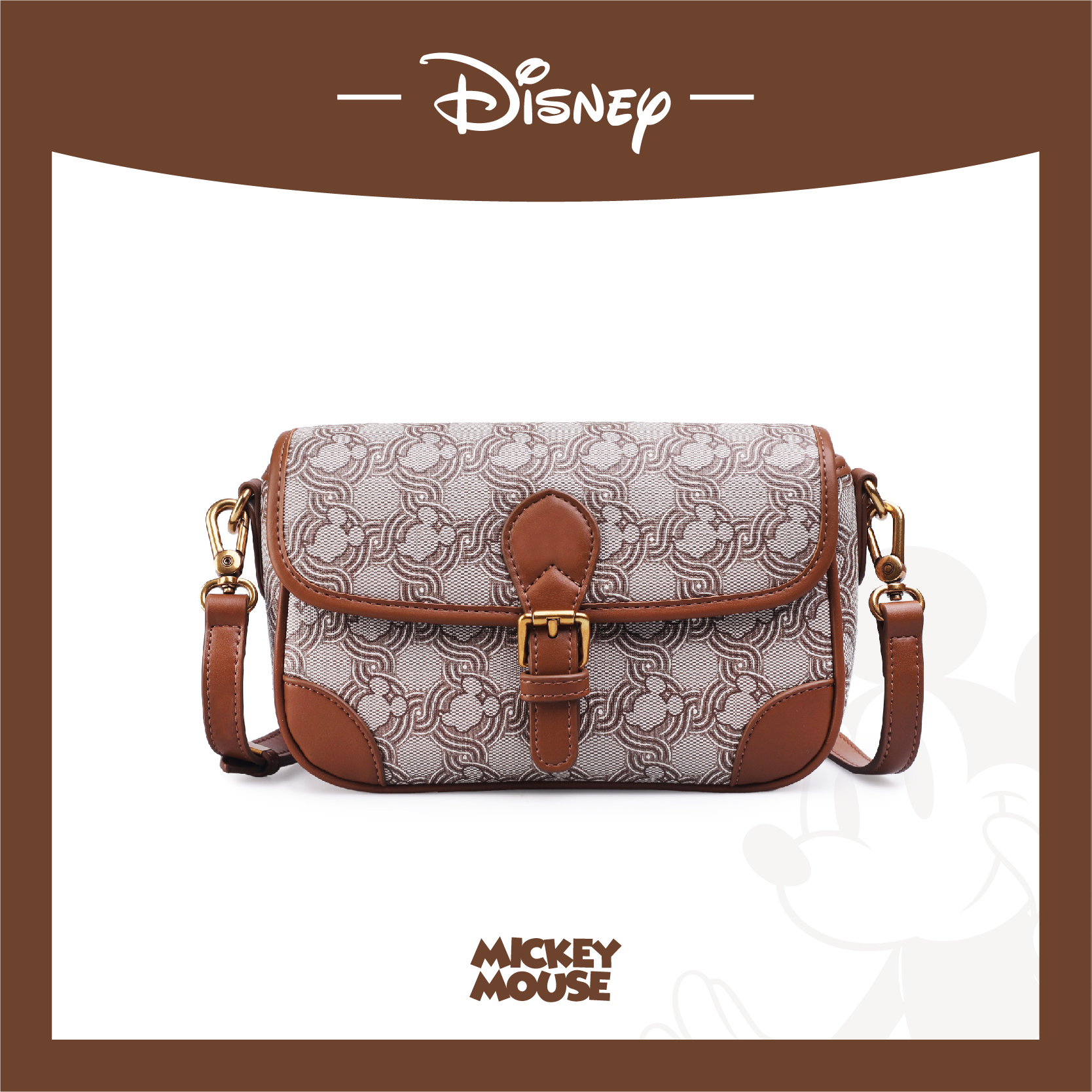 Disney/迪士尼新款老花马鞍包百搭斜挎包时尚单肩包