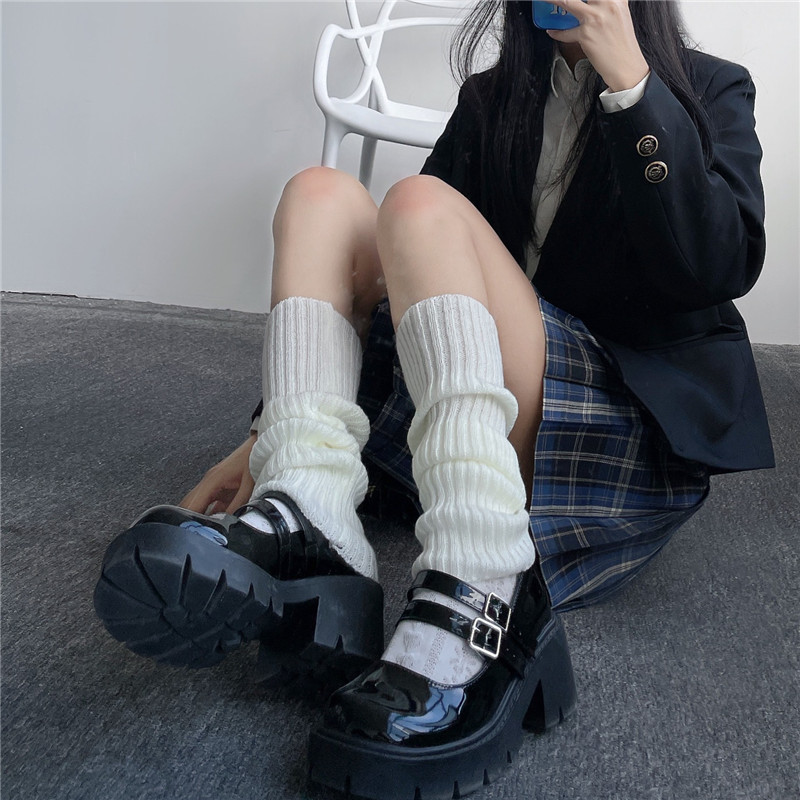 针织jk袜套袜子女长筒小腿袜腿套秋冬保暖堆堆袜Lolita护膝学院风